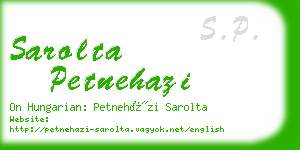 sarolta petnehazi business card